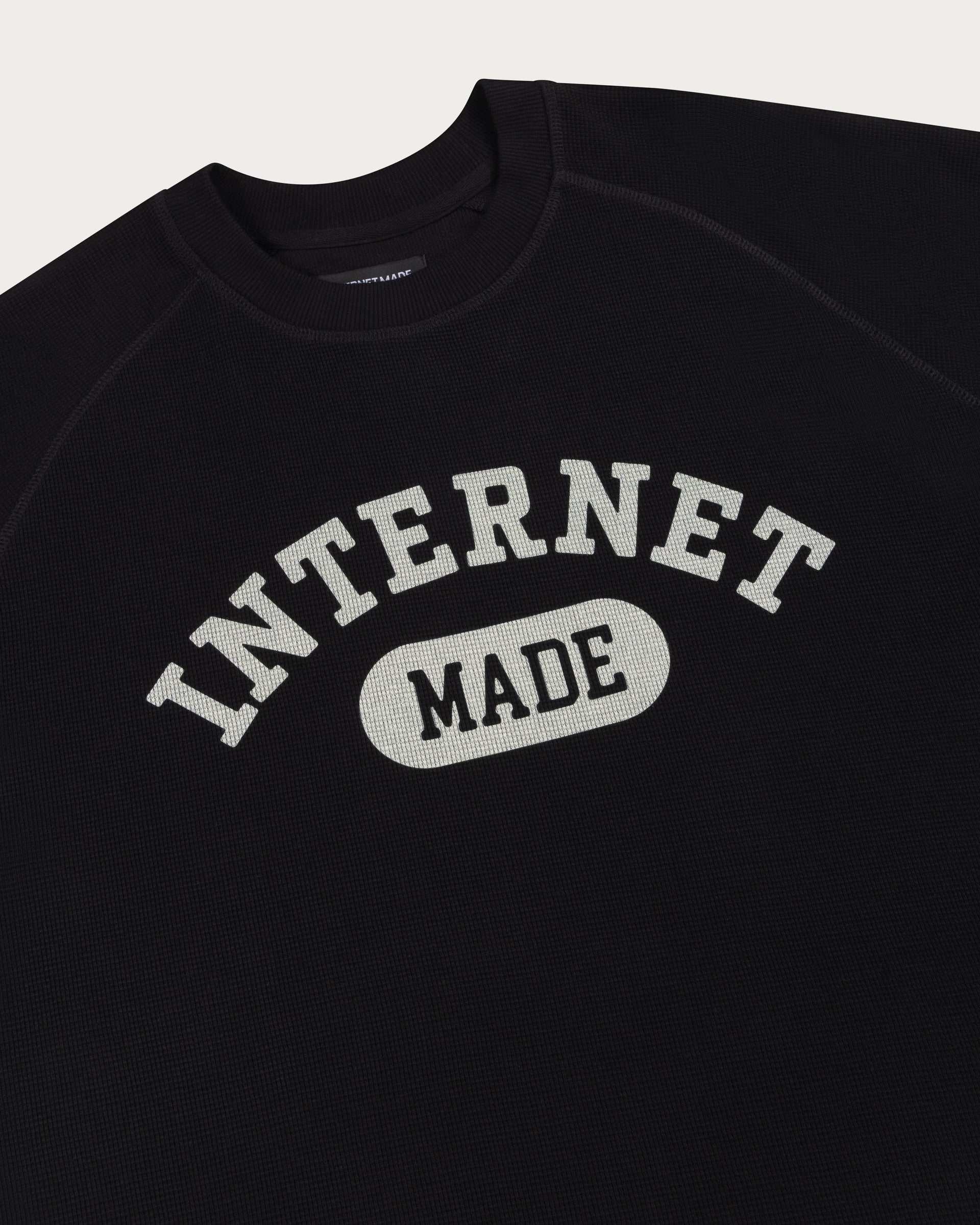 College Waffle Long Sleeve / Black