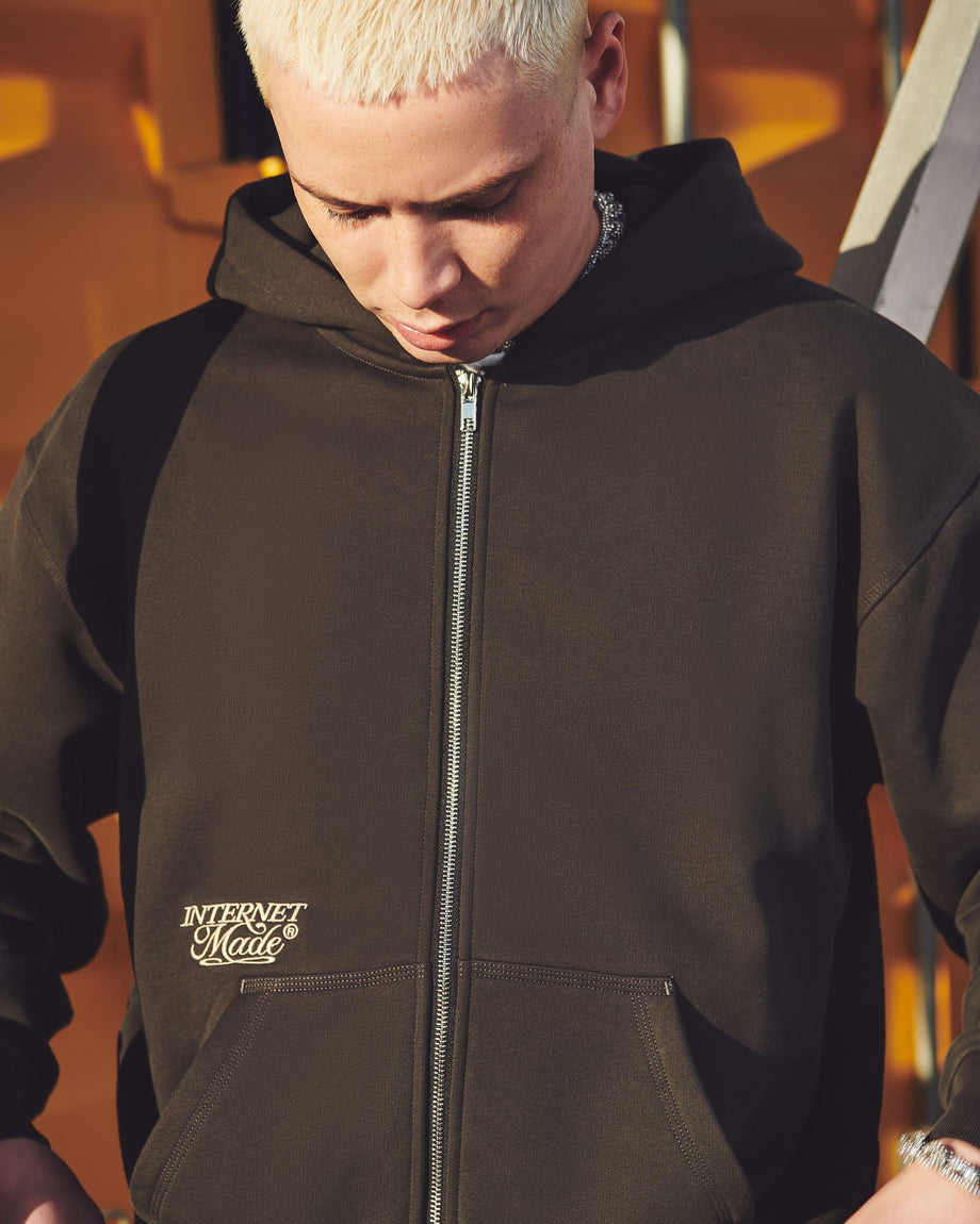 Classic Logo Zip Hoodie / Charcoal