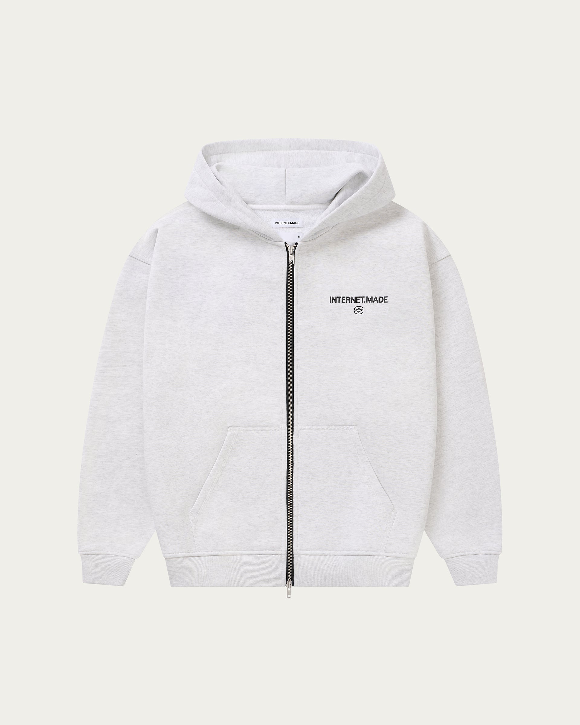 Logo Zip Hoodie / Light Grey Marl