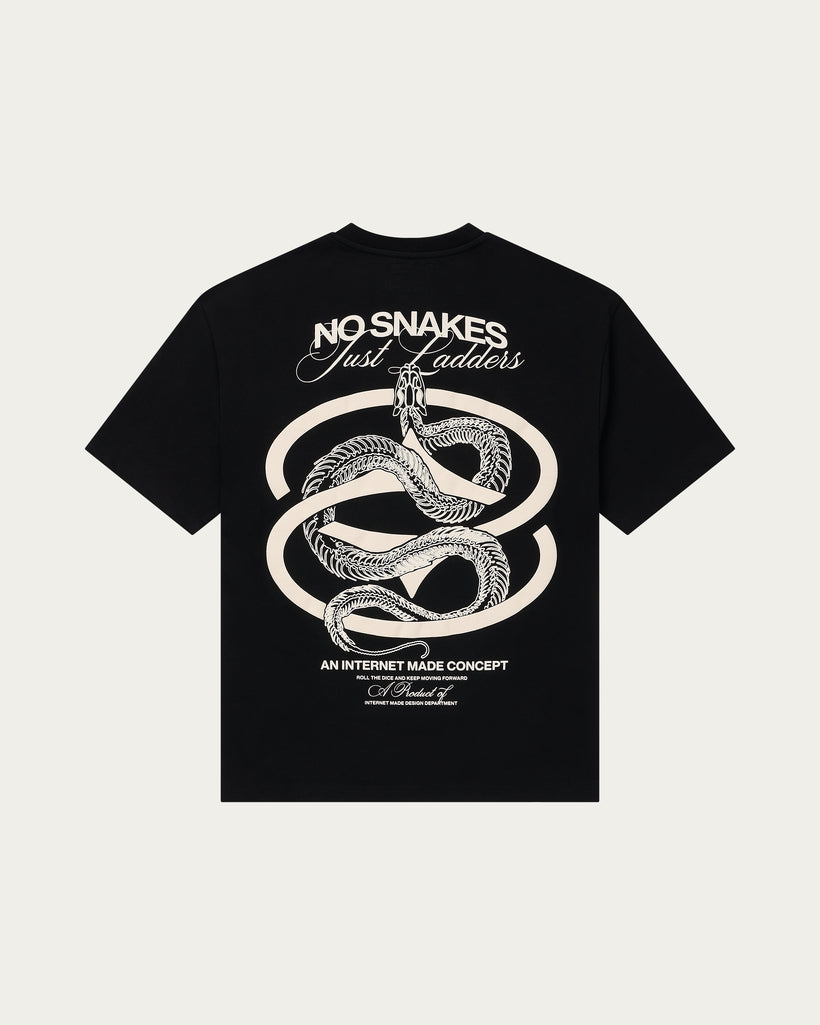 No Snakes Just Ladders Skeleton T-Shirt / Jet Black