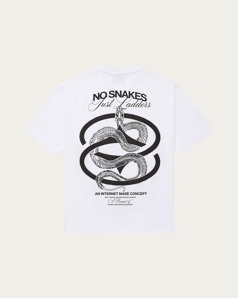 No Snakes Just Ladders Skeleton T-Shirt / Bright White