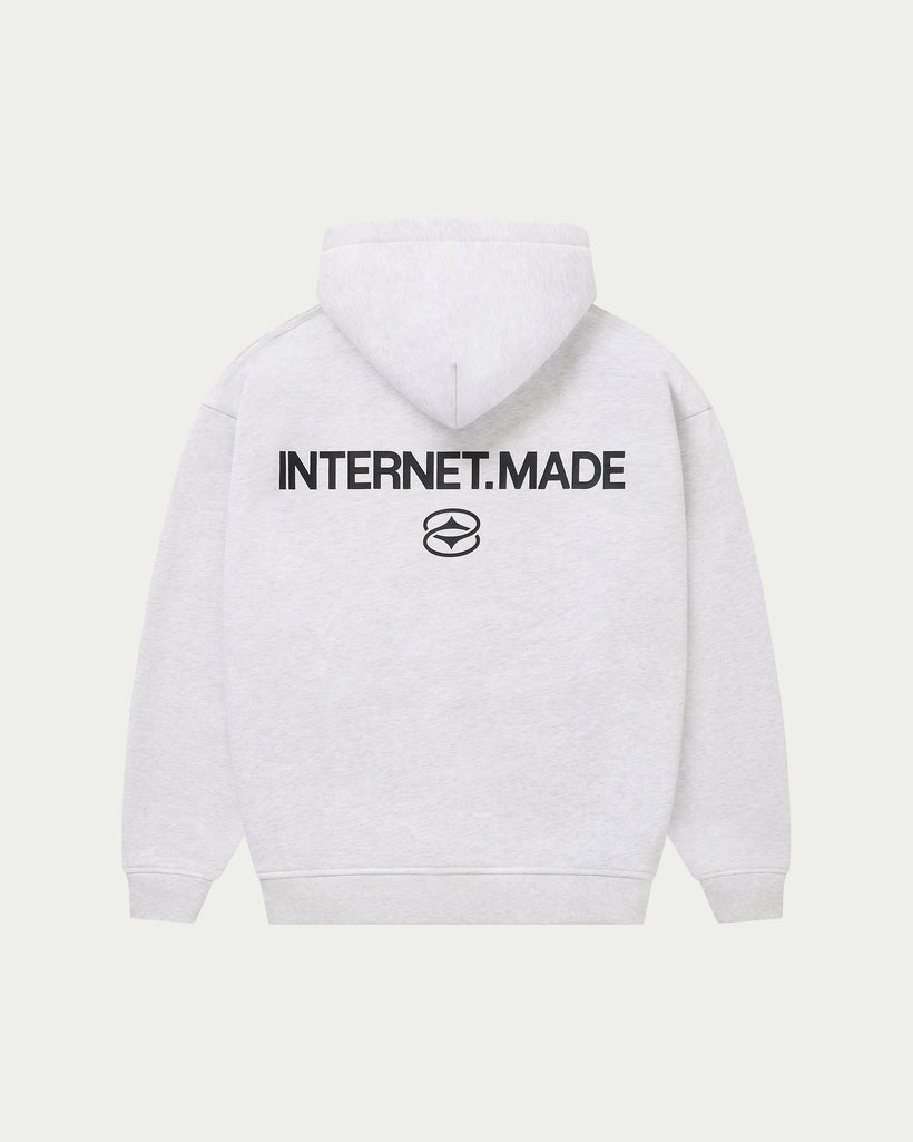 Logo Zip Hoodie / Light Grey Marl