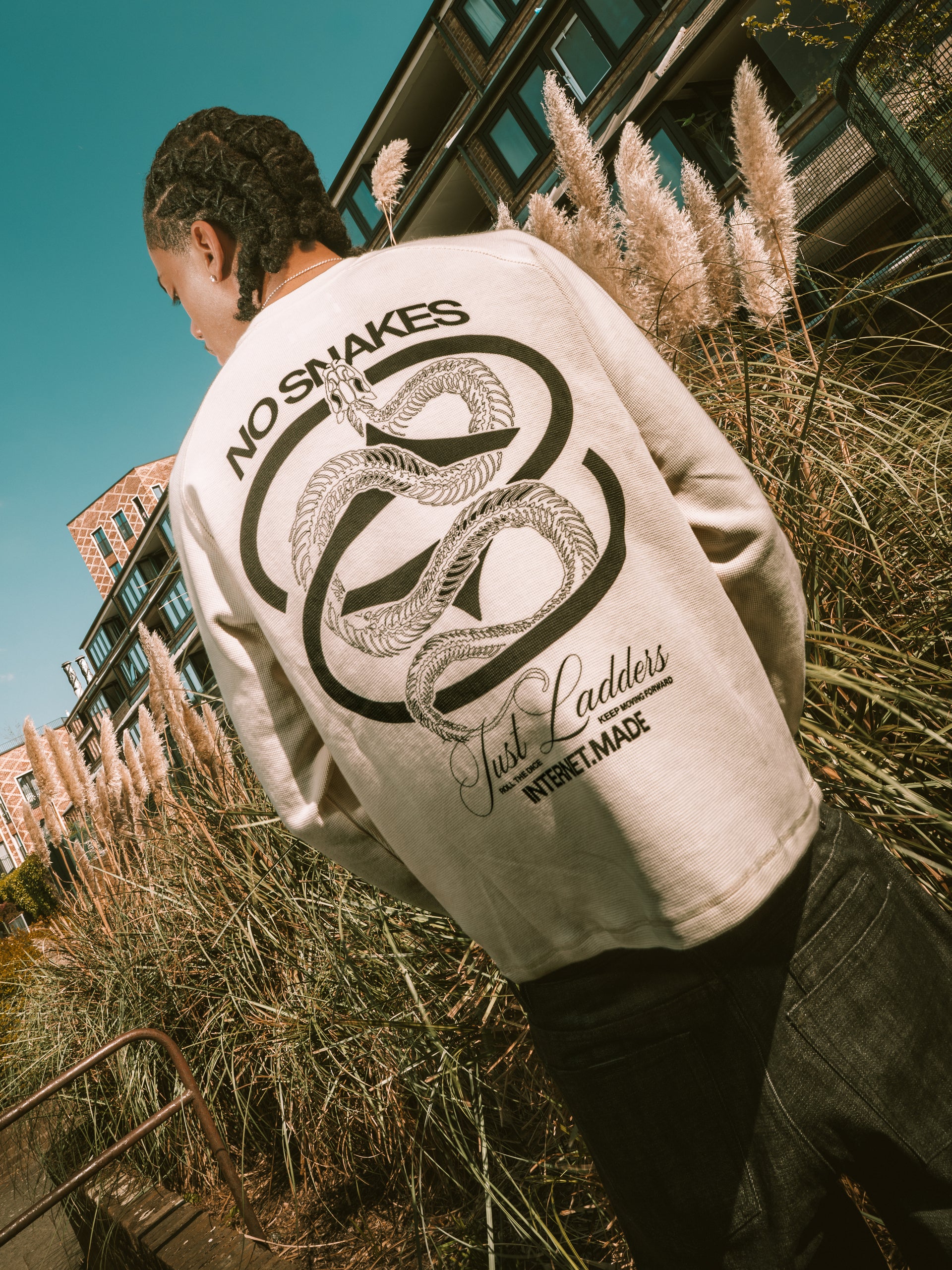 No Snakes Skeleton Waffle Long Sleeve / Vintage White