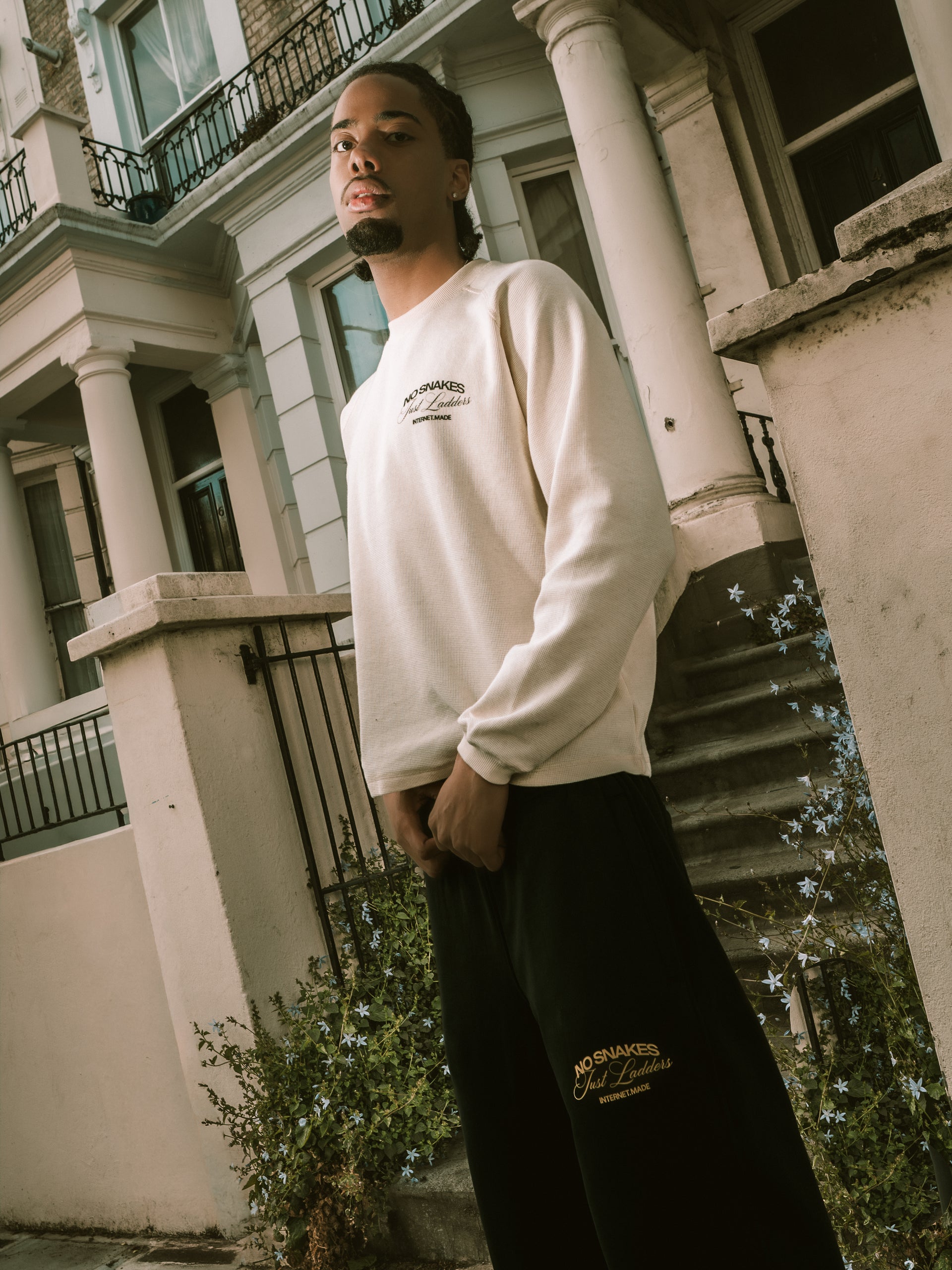 No Snakes Skeleton Waffle Long Sleeve / Vintage White