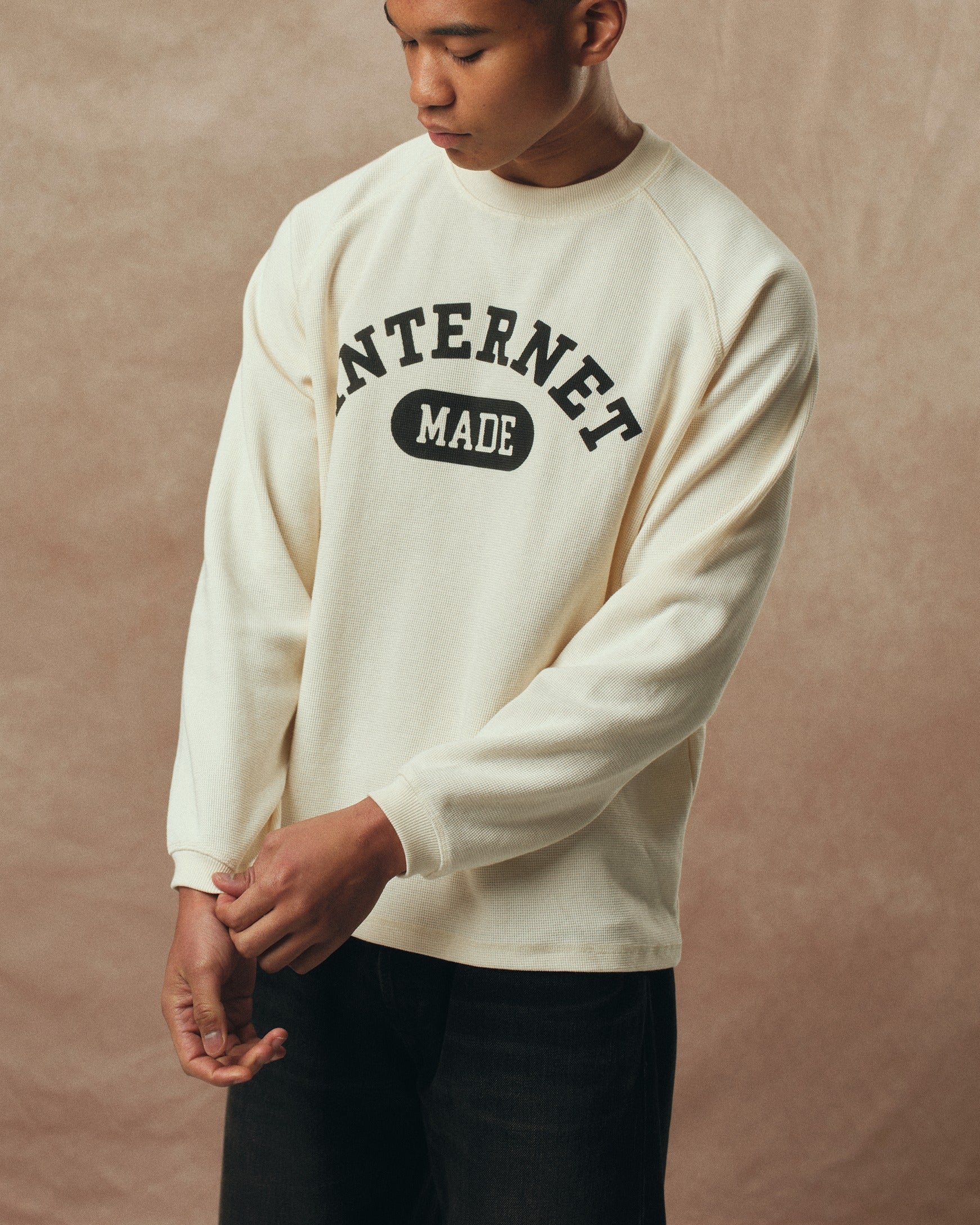 College Waffle Long Sleeve / Vintage White