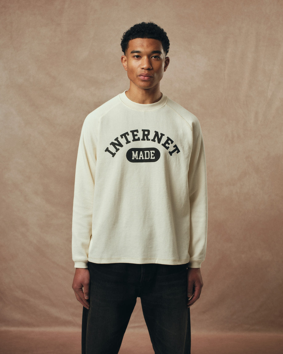College Waffle Long Sleeve / Vintage White