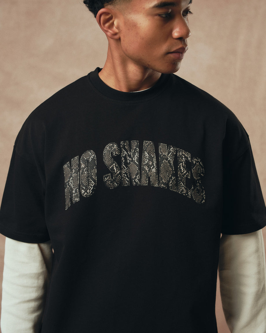 No Snakes Snakeskin T-Shirt / Black
