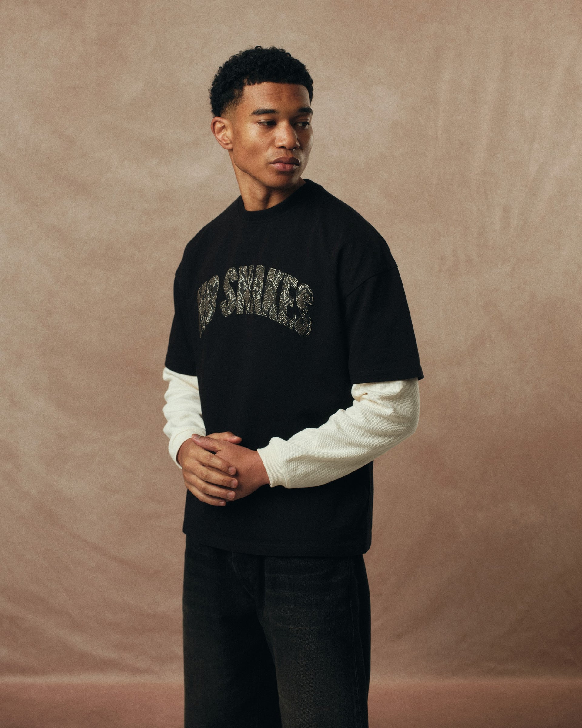 No Snakes Snakeskin T-Shirt / Black