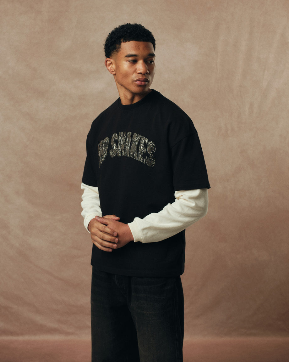 No Snakes Snakeskin T-Shirt / Black