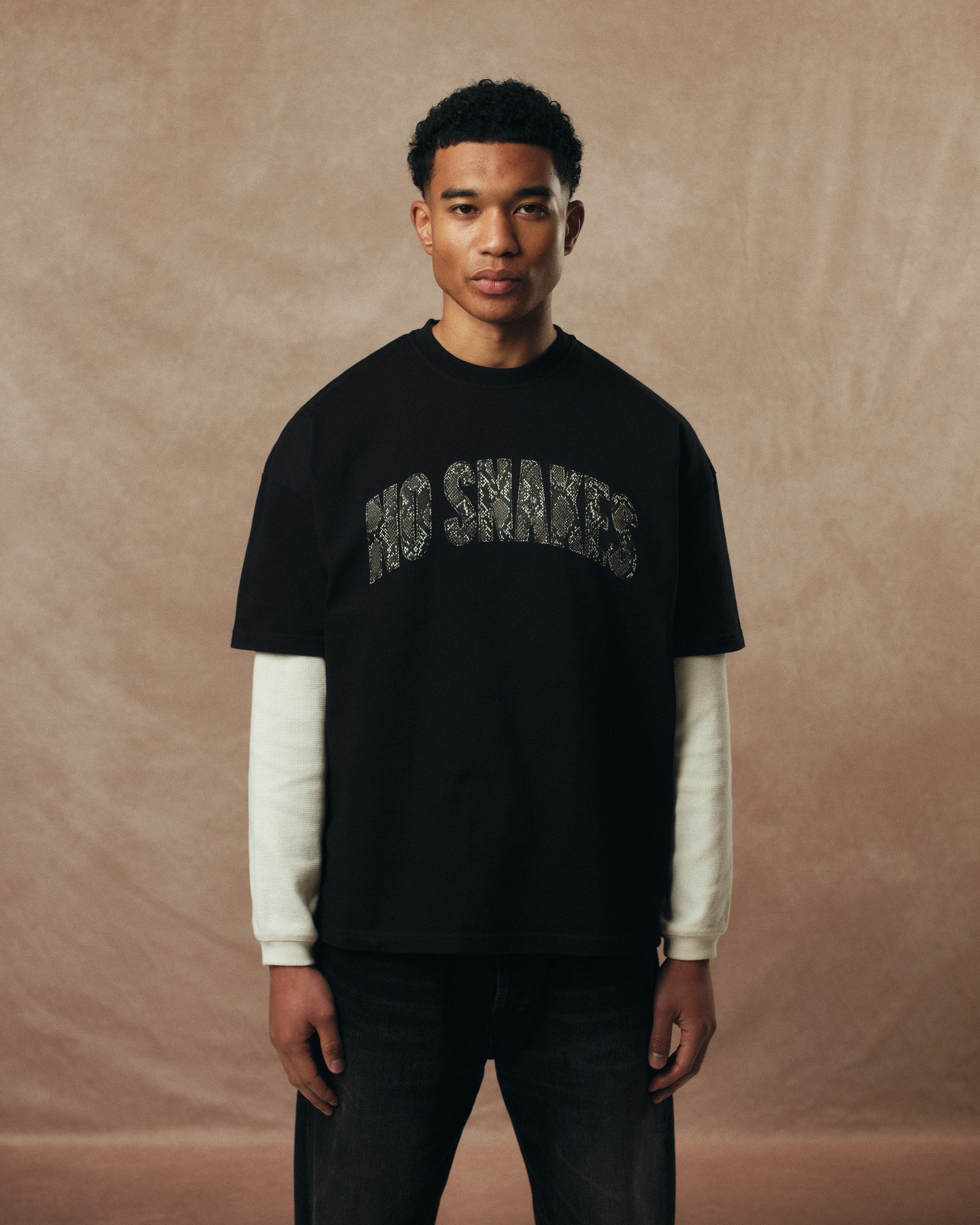 No Snakes Snakeskin T-Shirt / Black