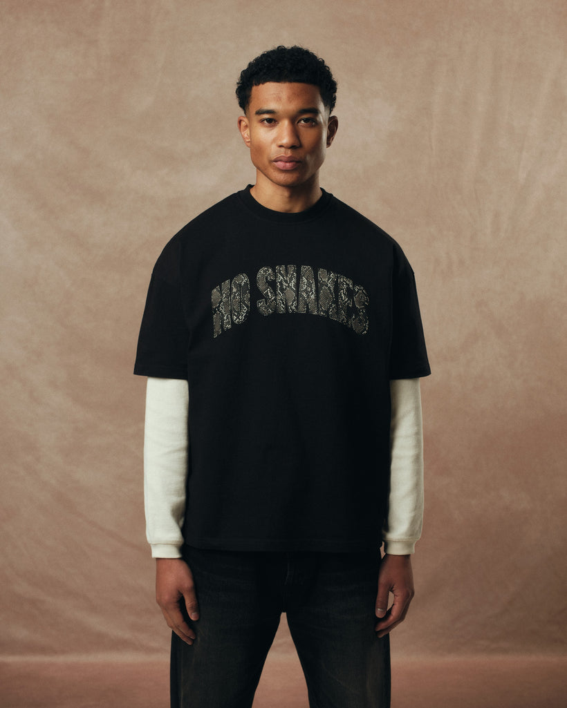 No Snakes Snakeskin T-Shirt / Black