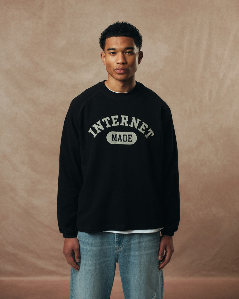 College Waffle Long Sleeve / Black