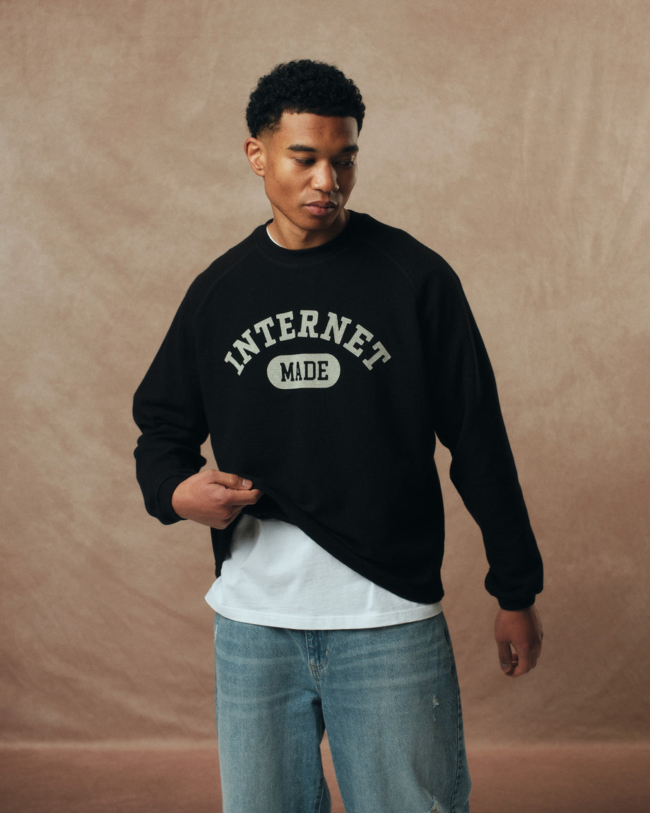 College Waffle Long Sleeve / Black