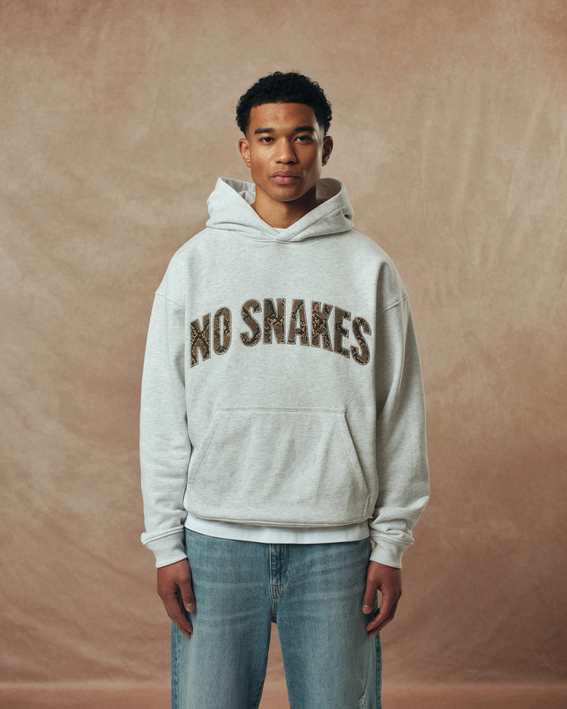 No Snakes Snakeskin Hoodie / Light Grey Marl