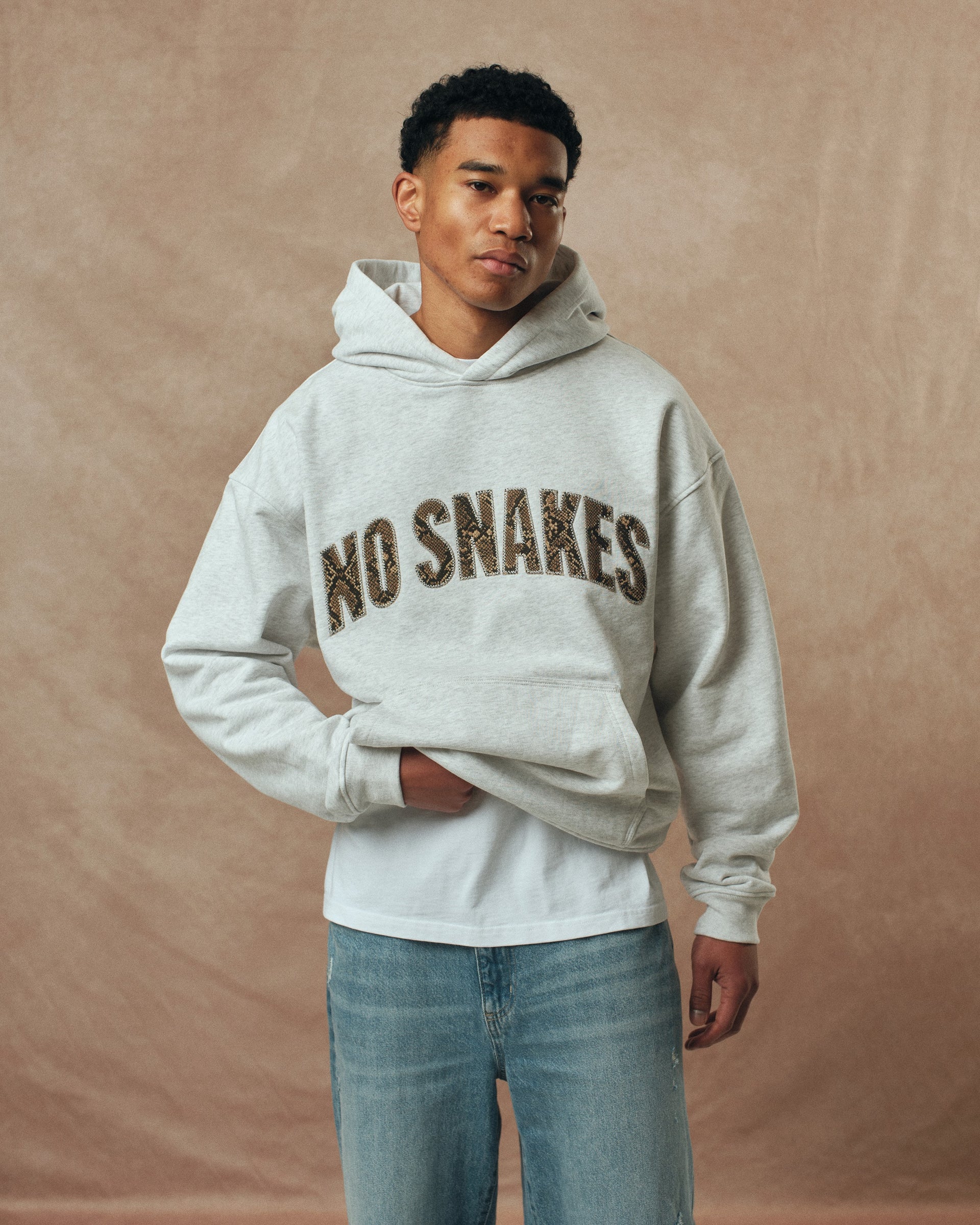 No Snakes Snakeskin Hoodie / Light Grey Marl