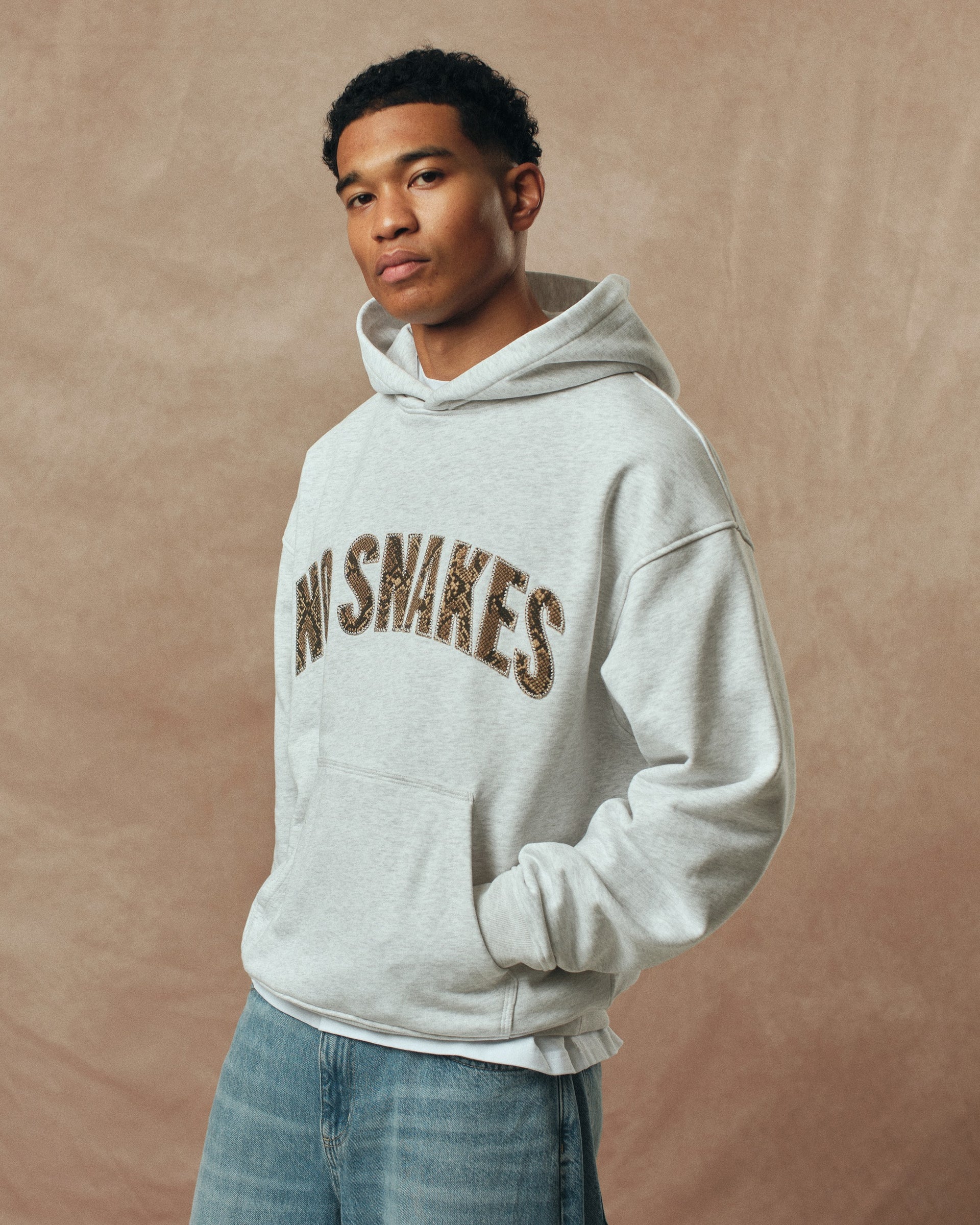 No Snakes Snakeskin Hoodie / Light Grey Marl