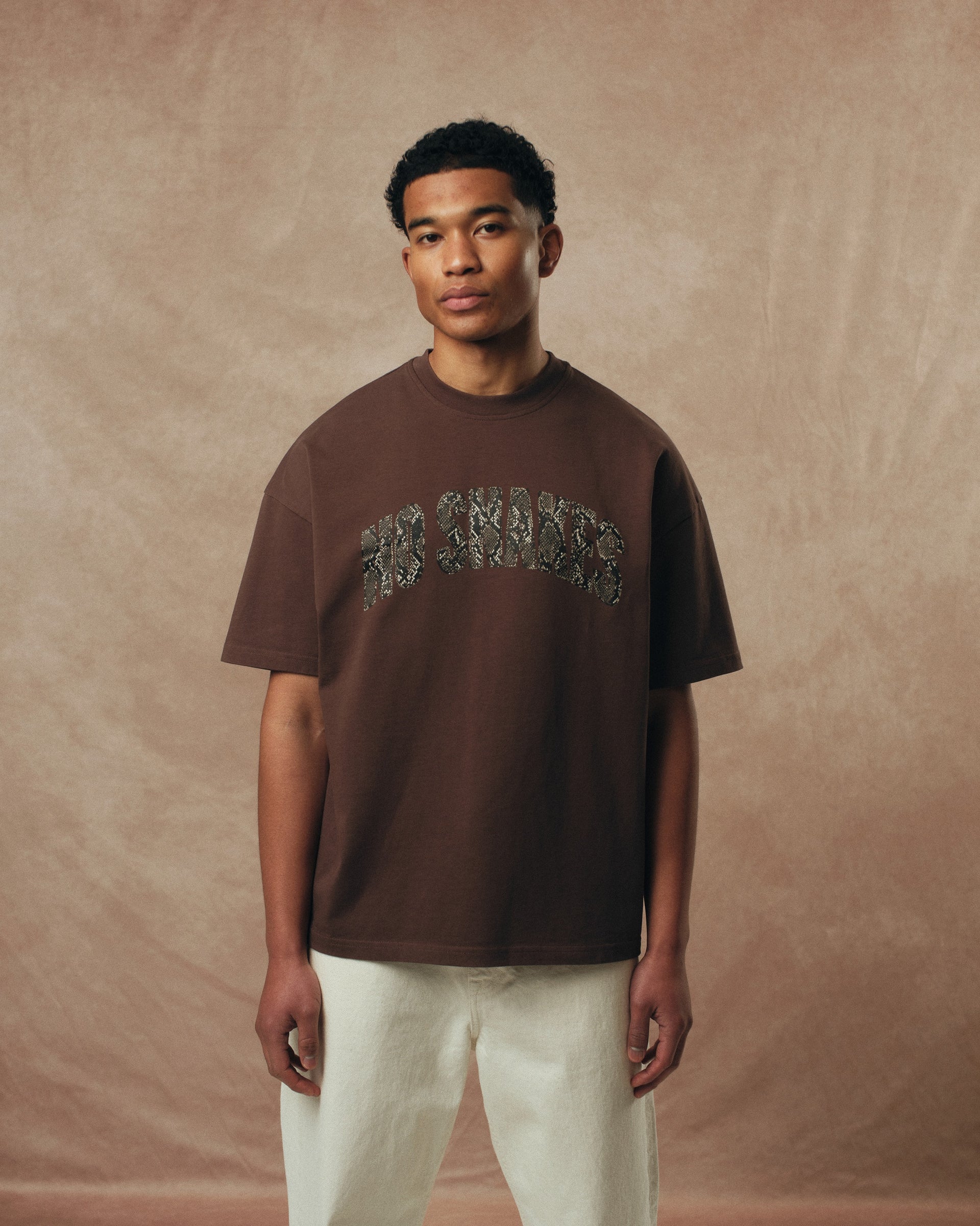 No Snakes Snakeskin T-Shirt / Brown