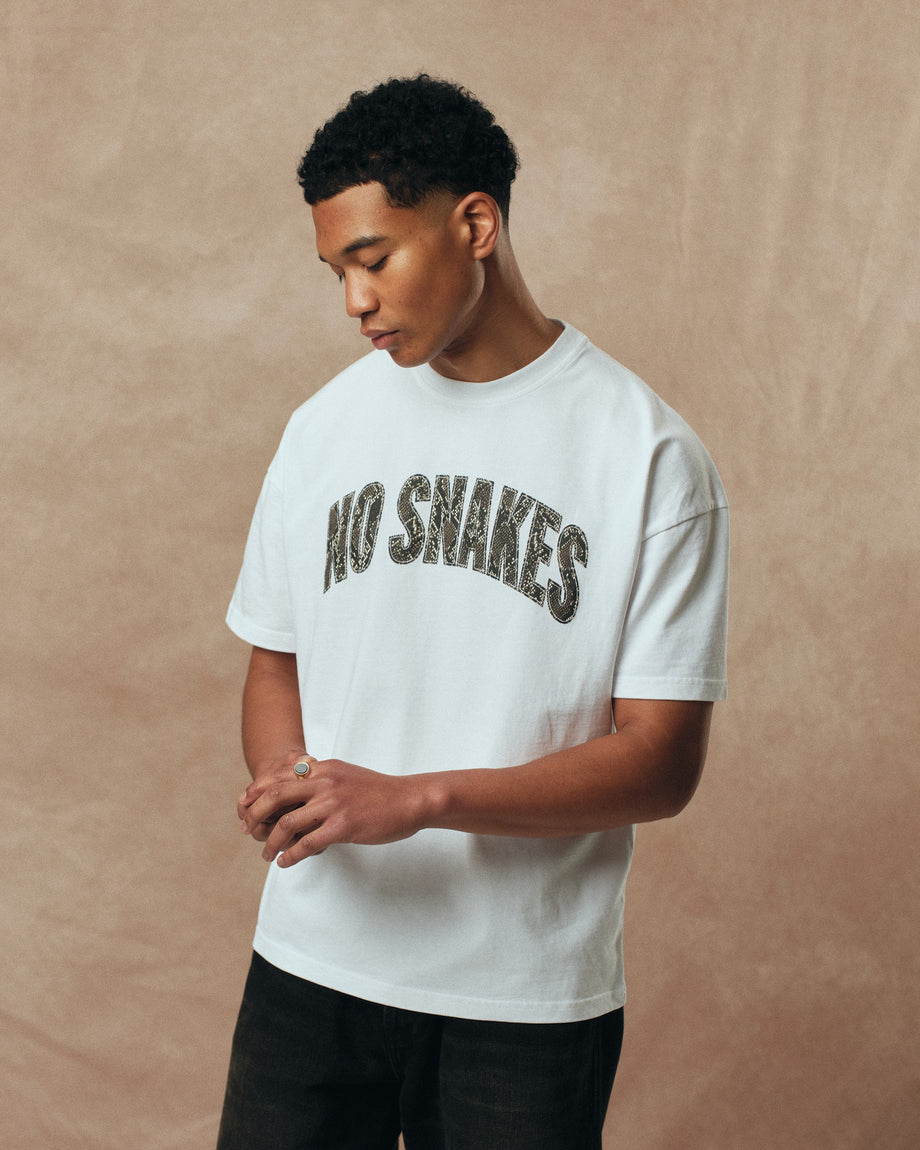 No Snakes Snakeskin T-Shirt / White