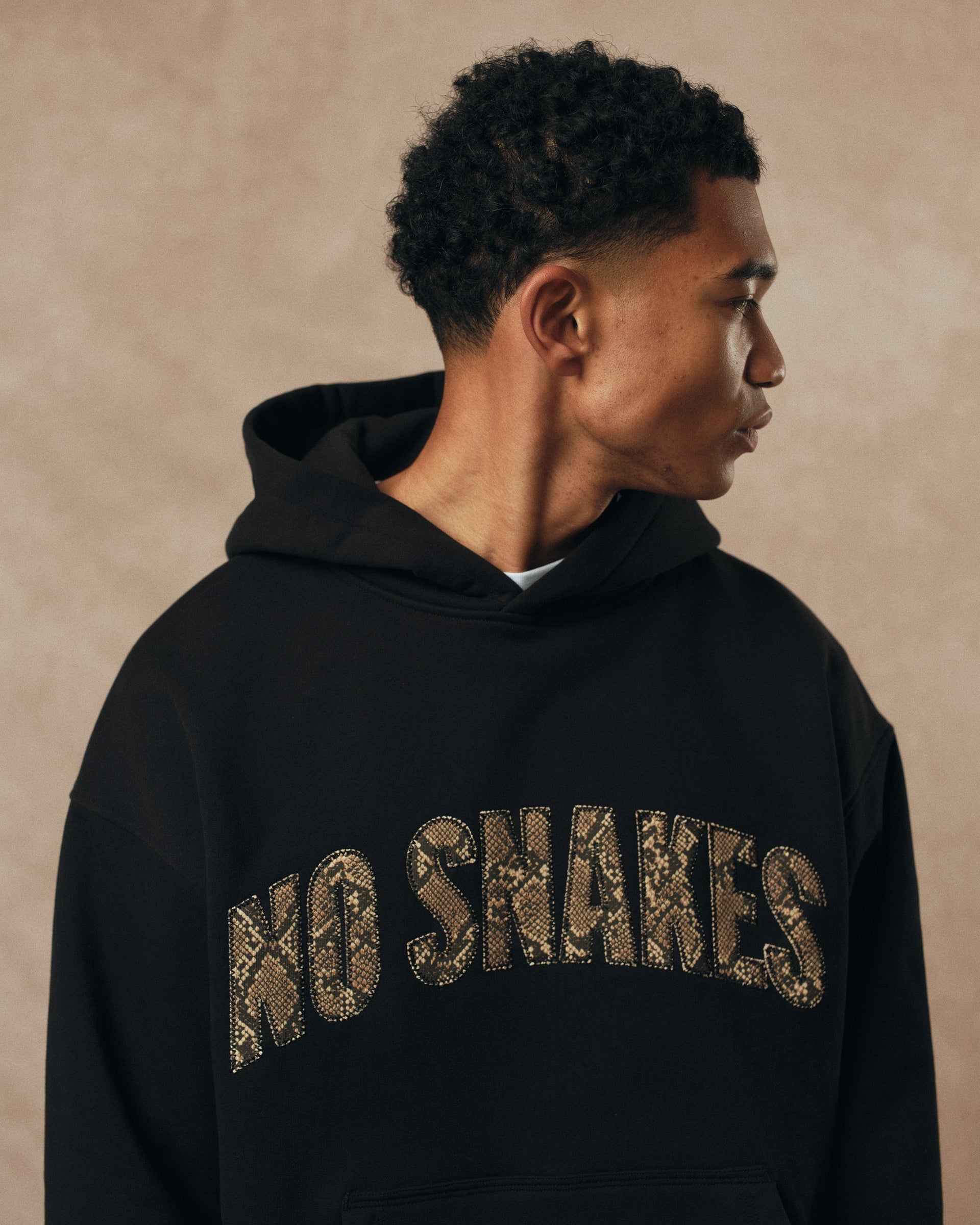 No Snakes Snakeskin Hoodie / Black