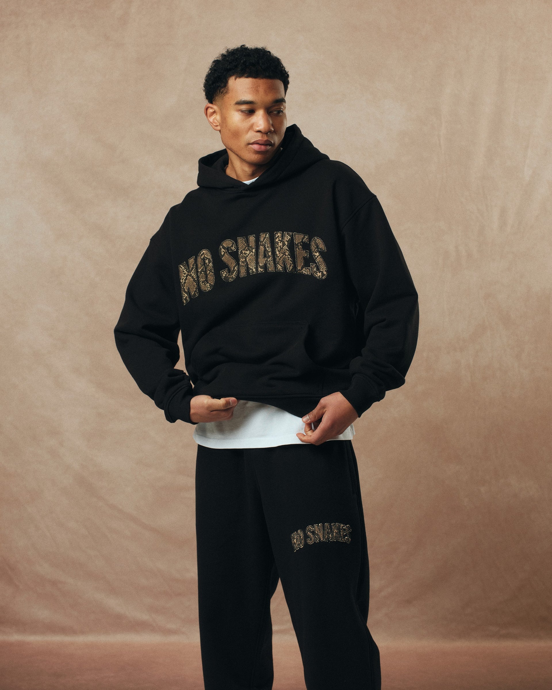 No Snakes Snakeskin Hoodie / Black