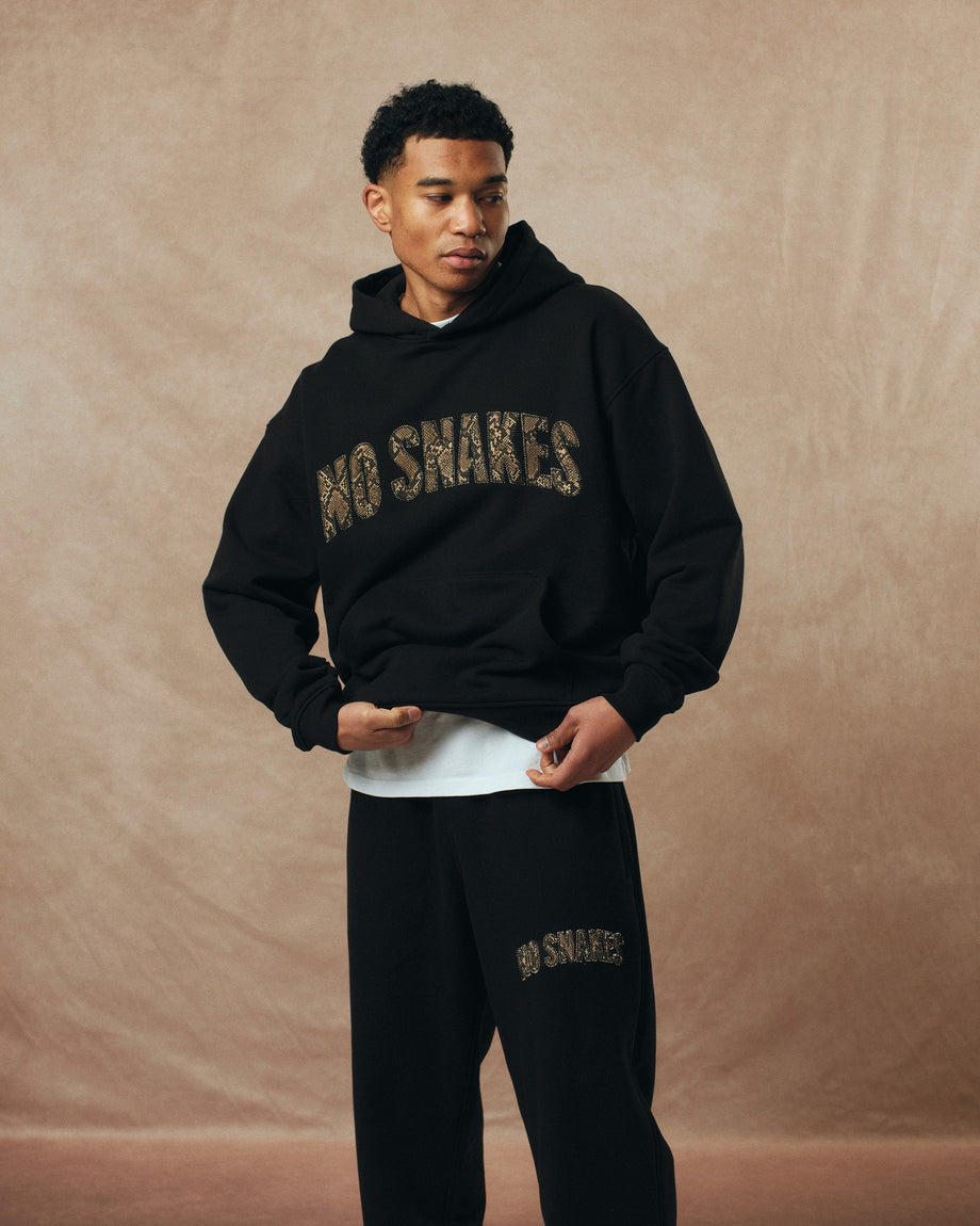 No Snakes Snakeskin Hoodie / Black