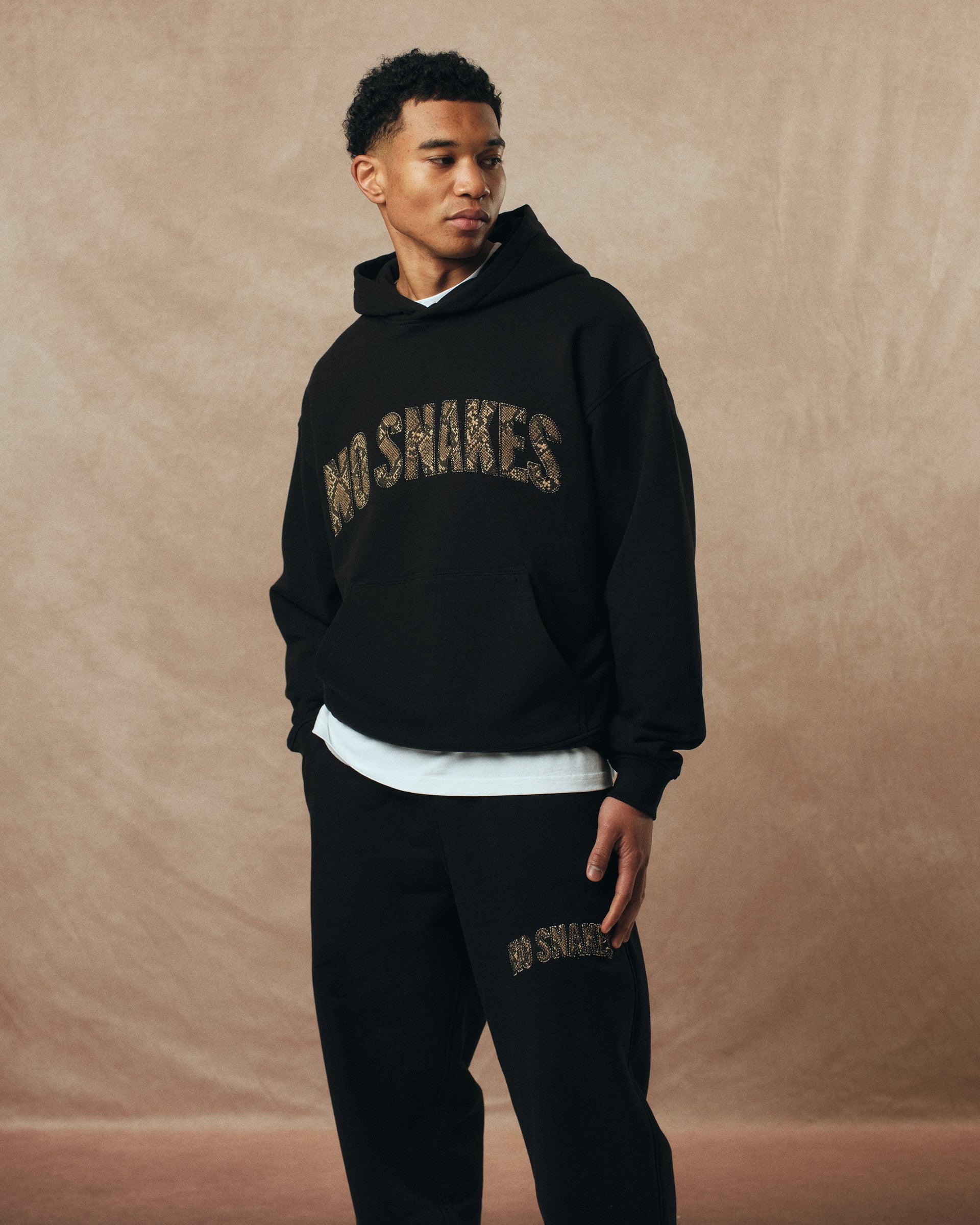 No Snakes Snakeskin Hoodie / Black