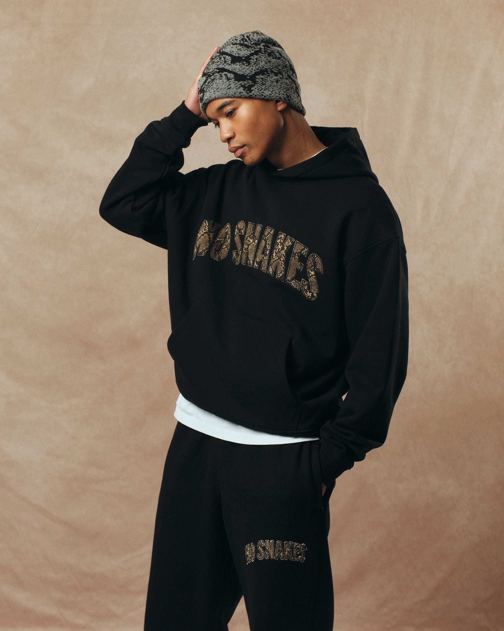 帽子 Cross Studded Snakeskin Beanie No Snakes Snakeskin Beanie - Grey & Black – Internet Made