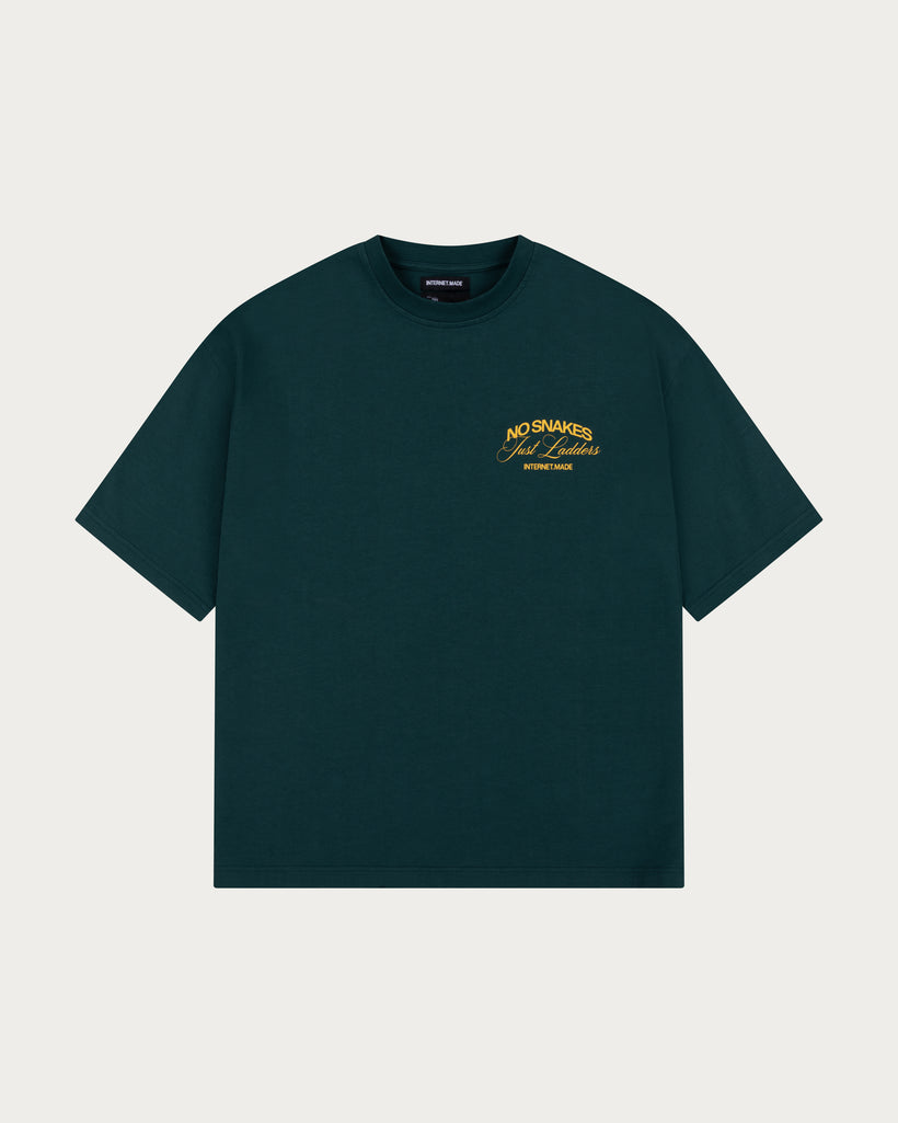 No Snakes Skeleton T-Shirt / Green & Ochre