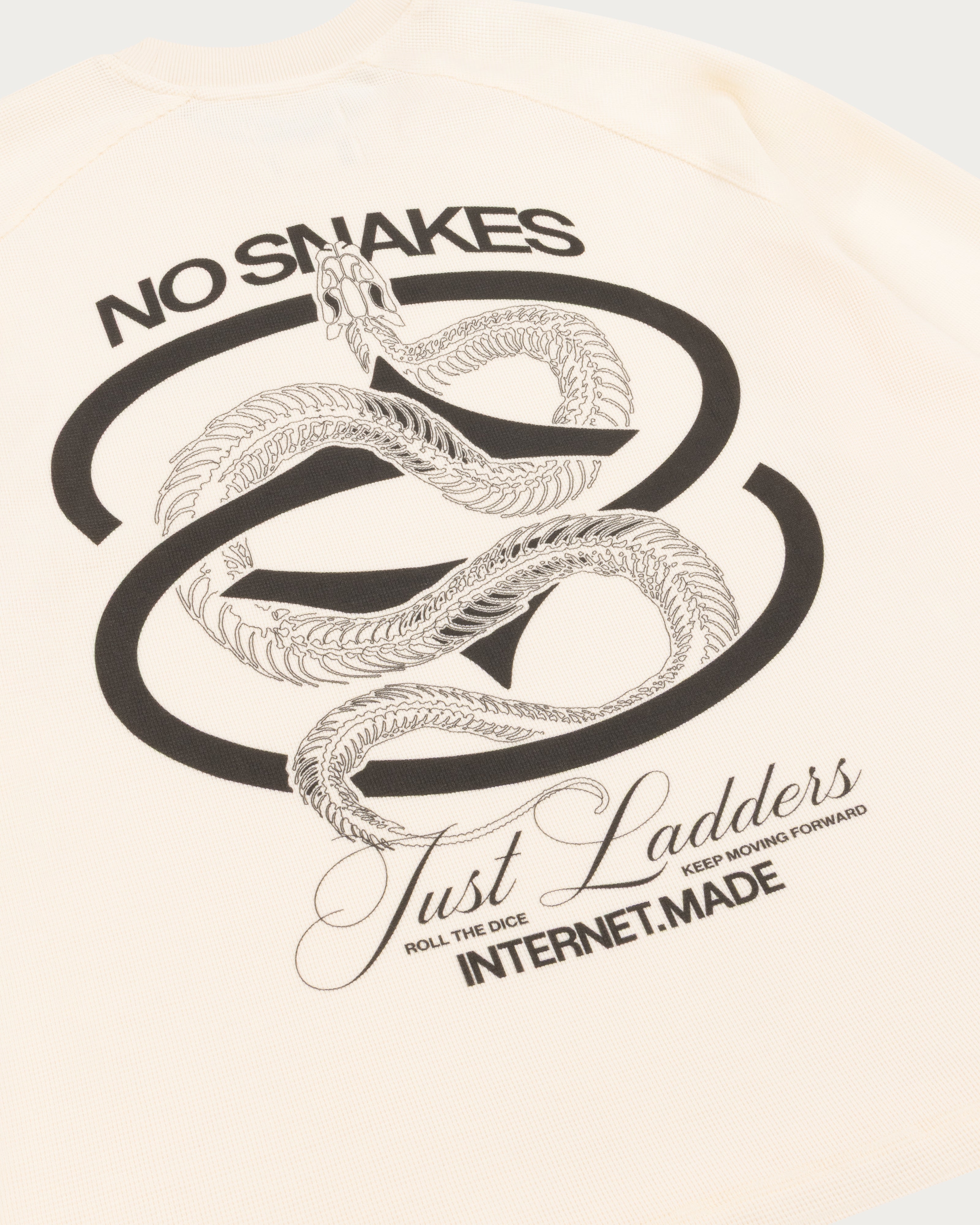 No Snakes Skeleton Long Sleeved Waffle Top - Vintage White