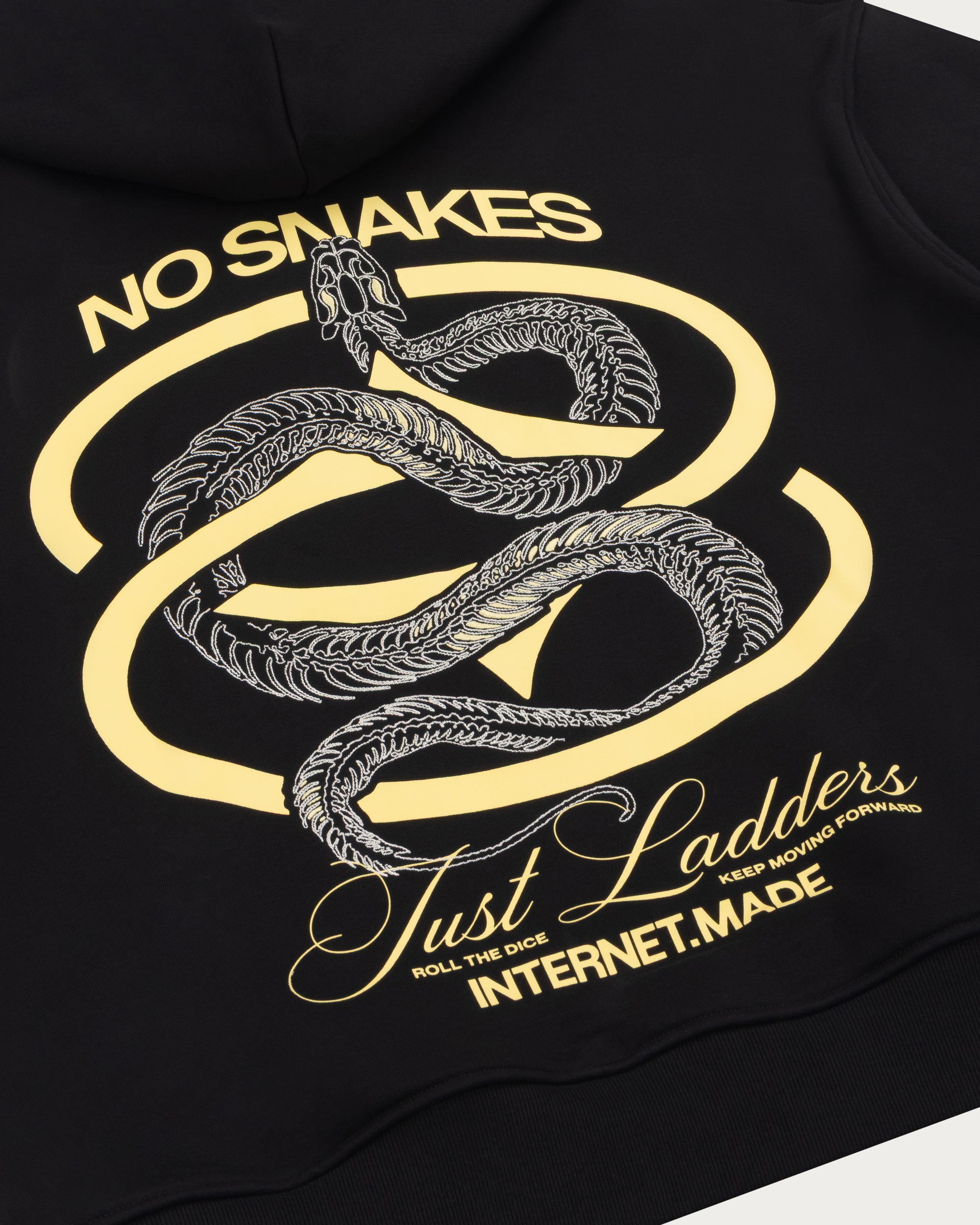No Snakes Skeleton Hoodie / Black & Lemon