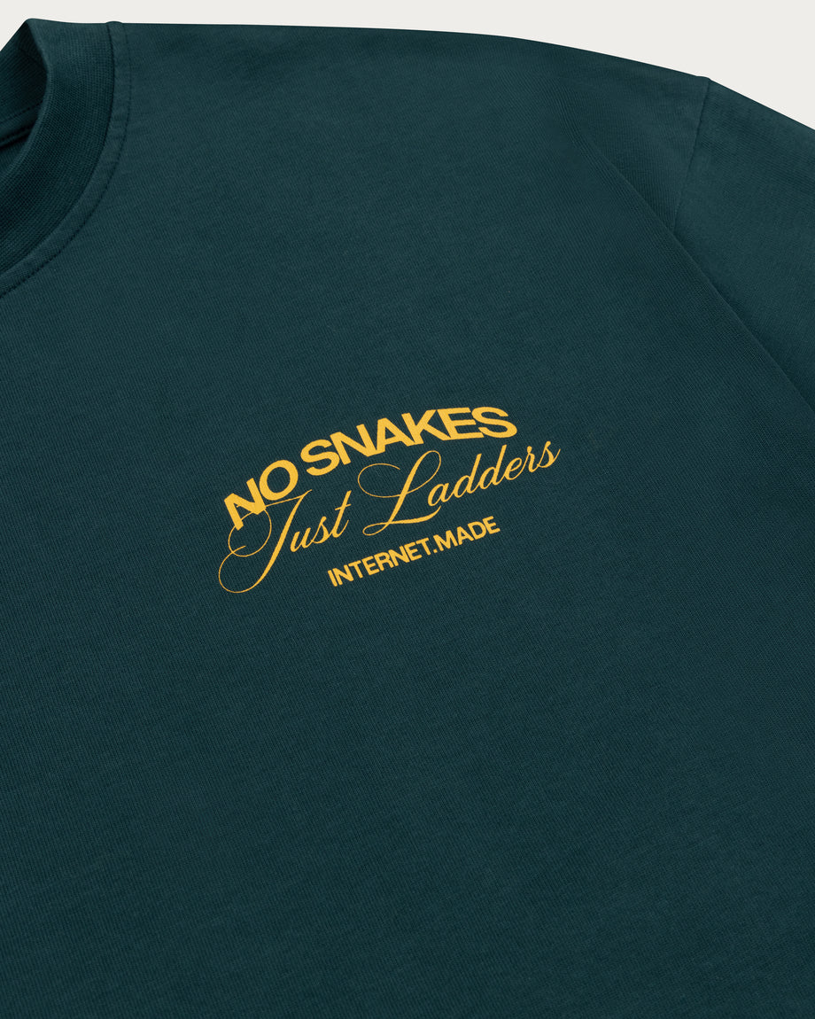 No Snakes Skeleton T-Shirt / Green & Ochre