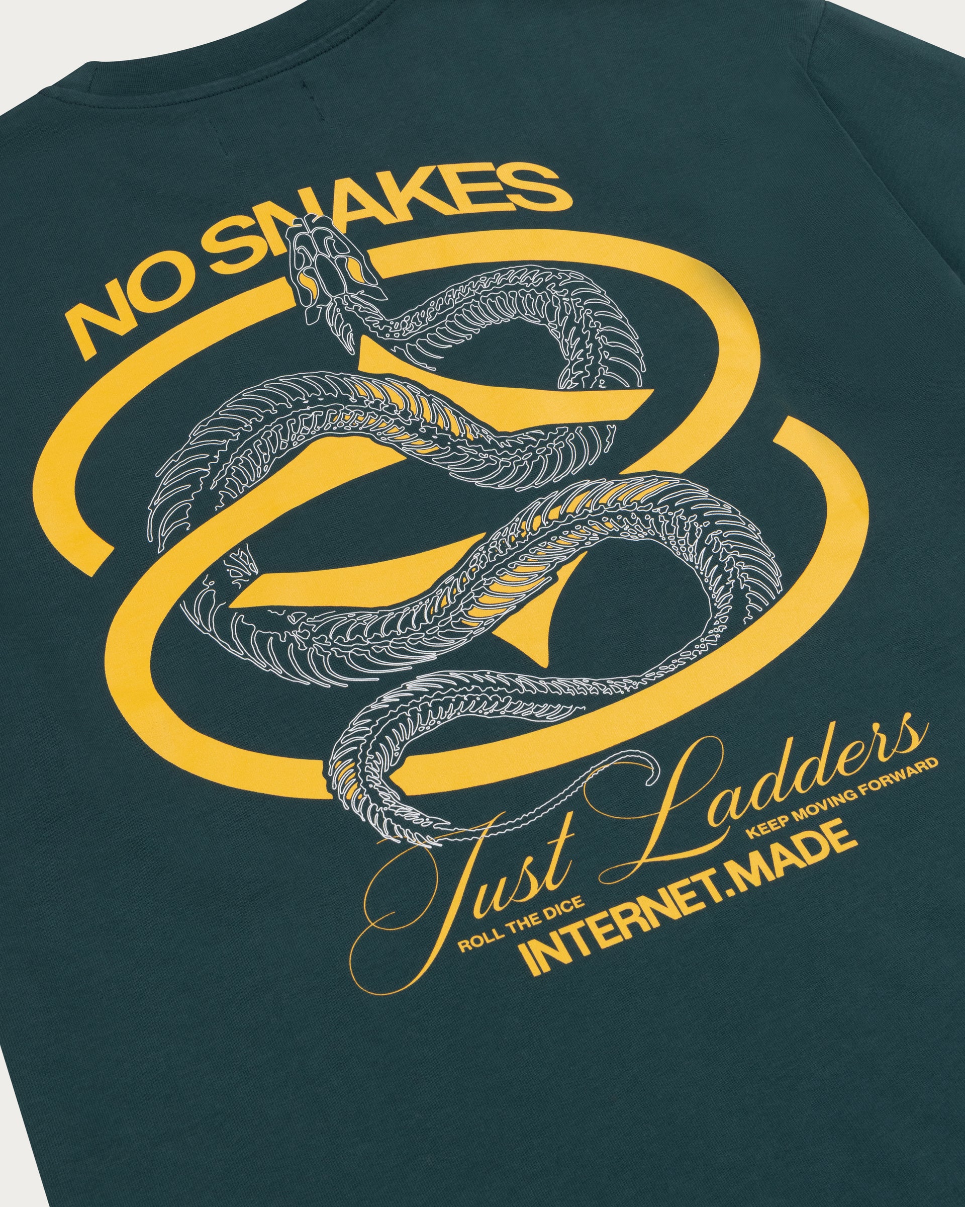No Snakes Skeleton T-Shirt / Green & Ochre