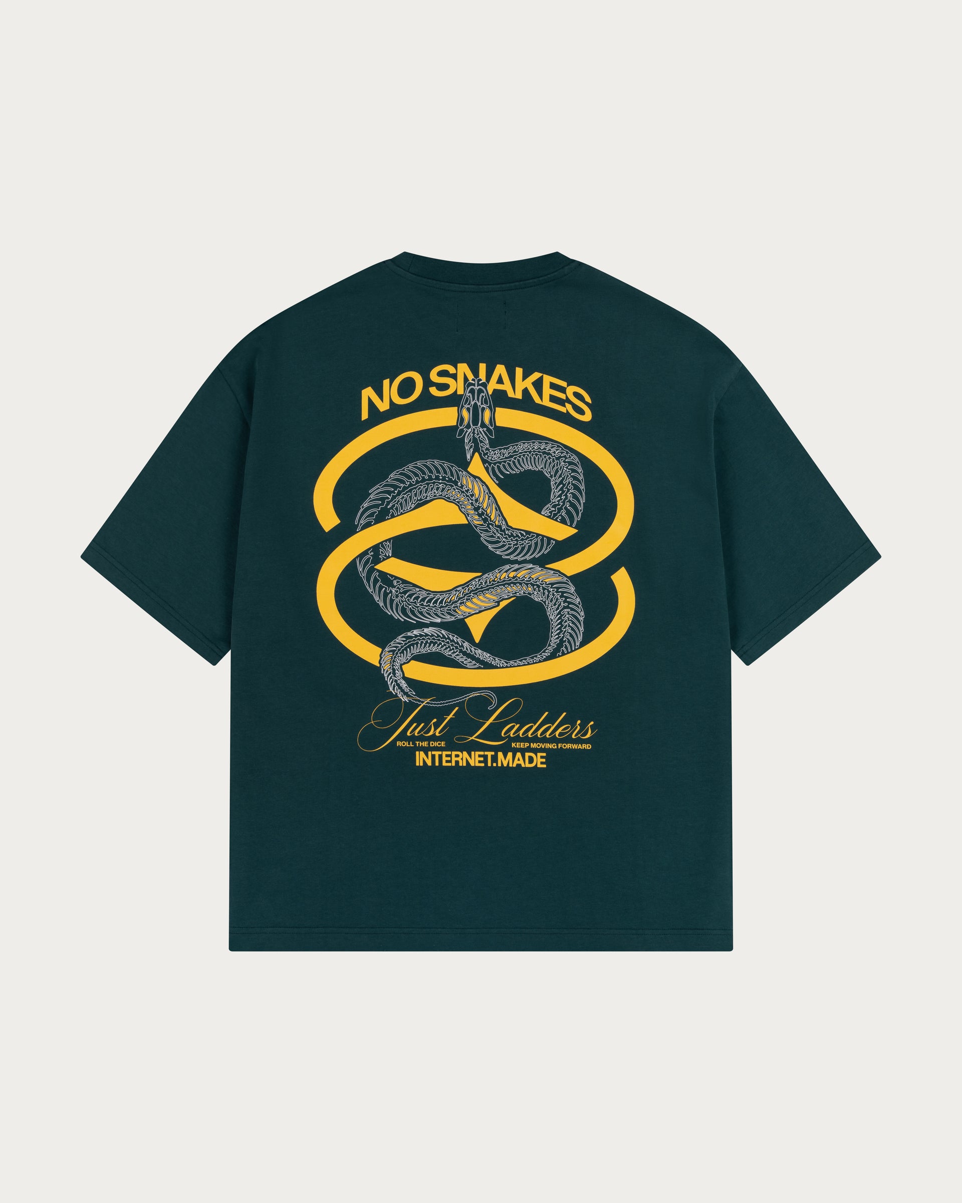 No Snakes Skeleton T-Shirt / Green & Ochre