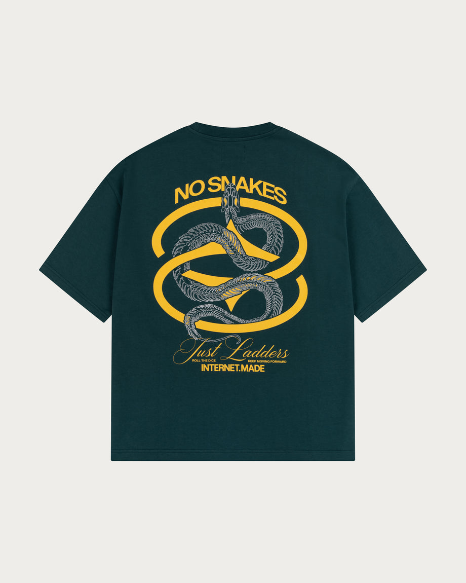 No Snakes Skeleton T-Shirt / Green & Ochre