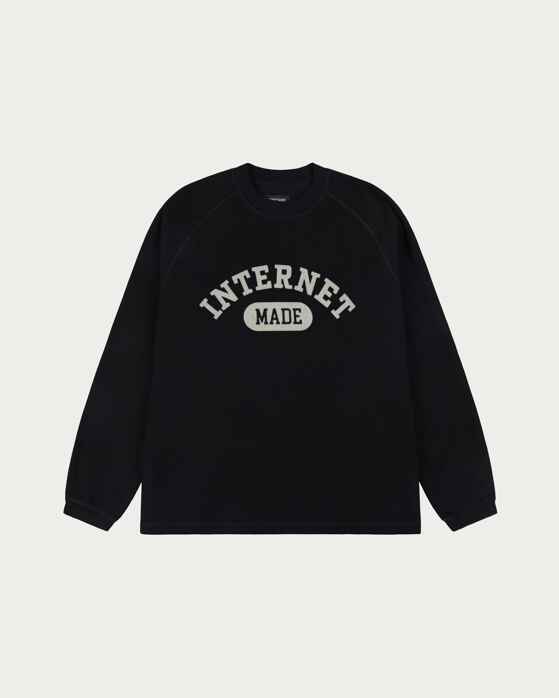 College Waffle Long Sleeve / Black