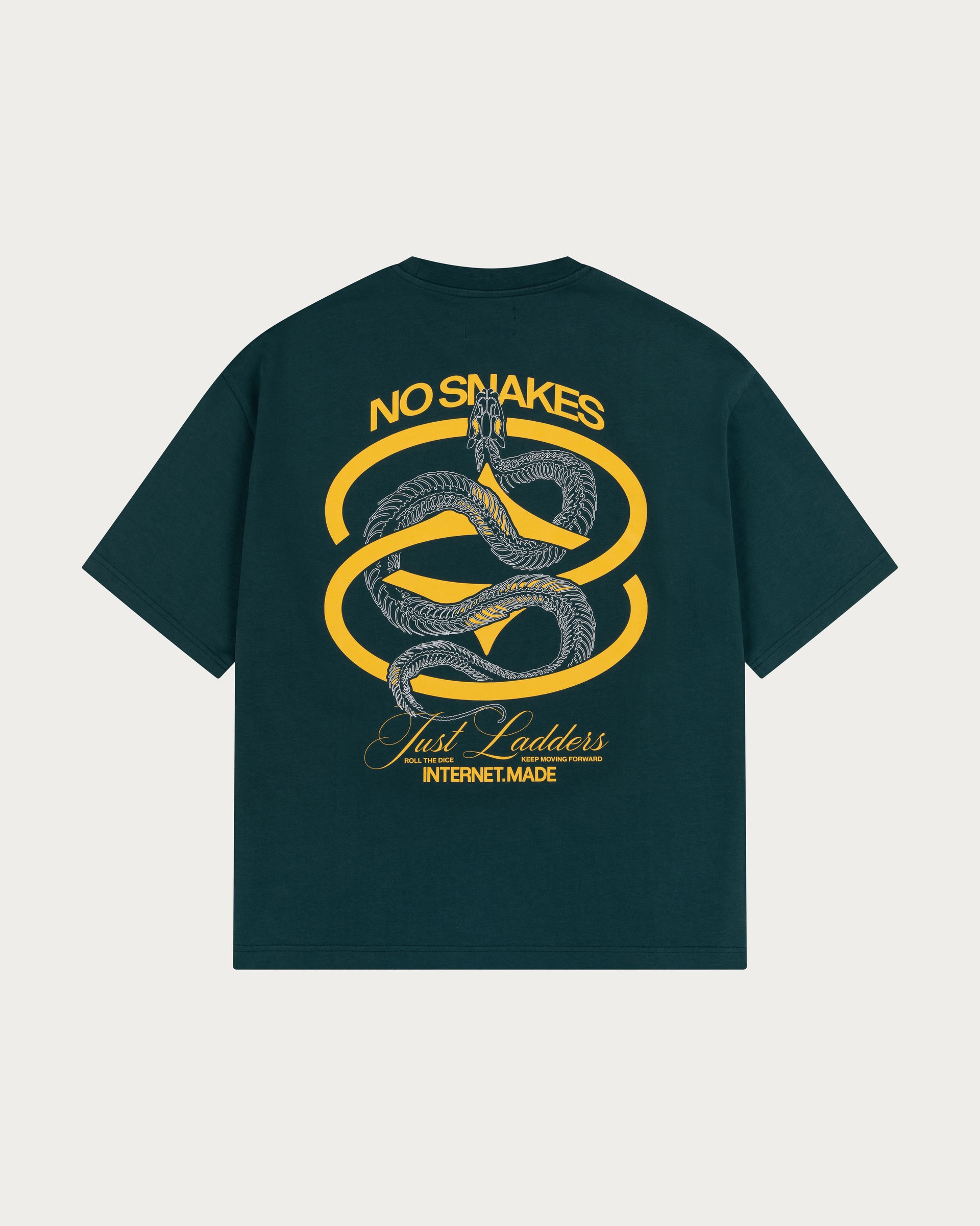 No Snakes Skeleton T-Shirt / Green & Ochre