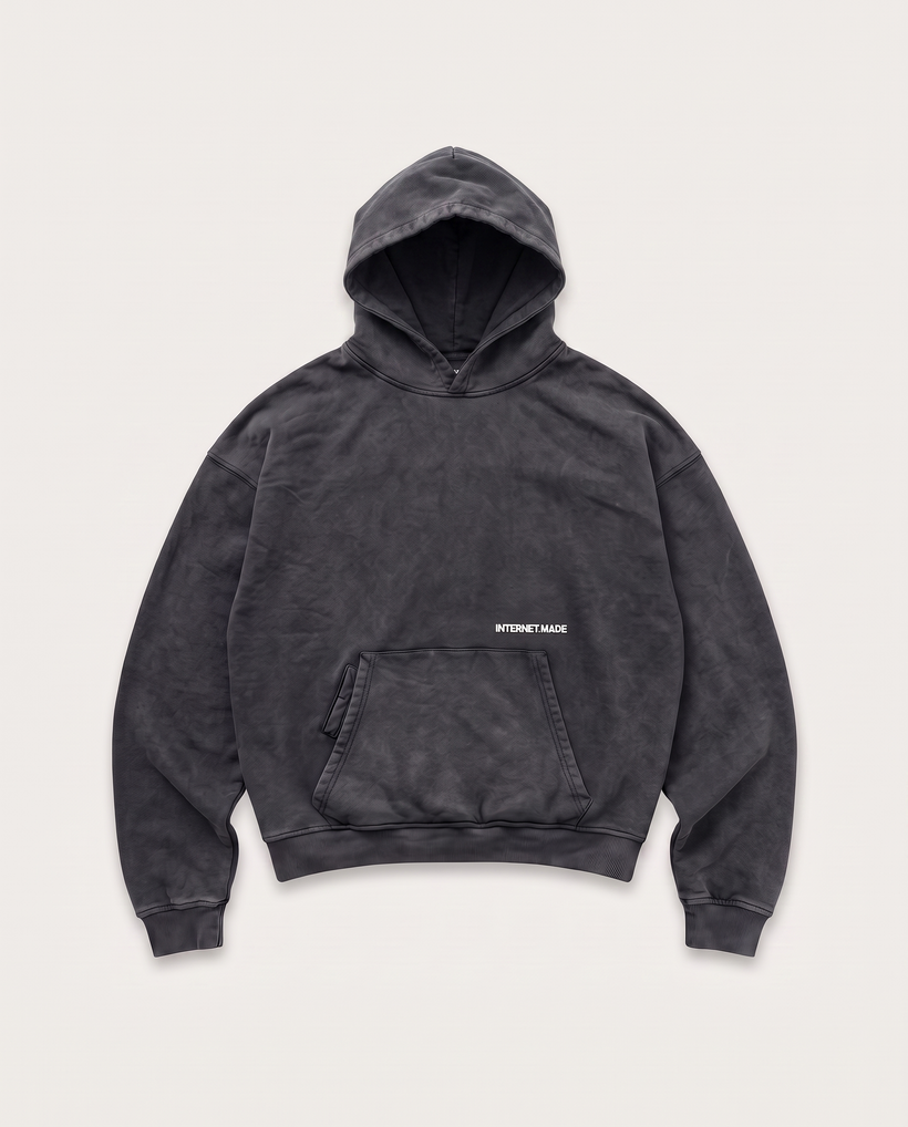 Panel Hoodie / Washed Black