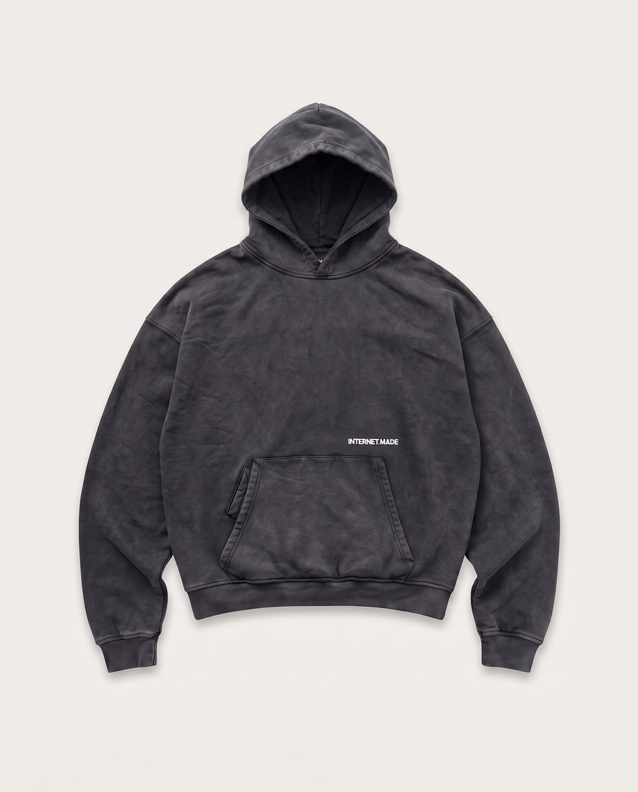 Panel Hoodie / Washed Black