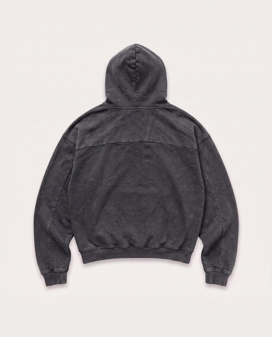 Panel Hoodie / Washed Black